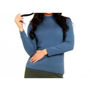 NEW ANGEL APPAREL long sleeve mock neck top in denim